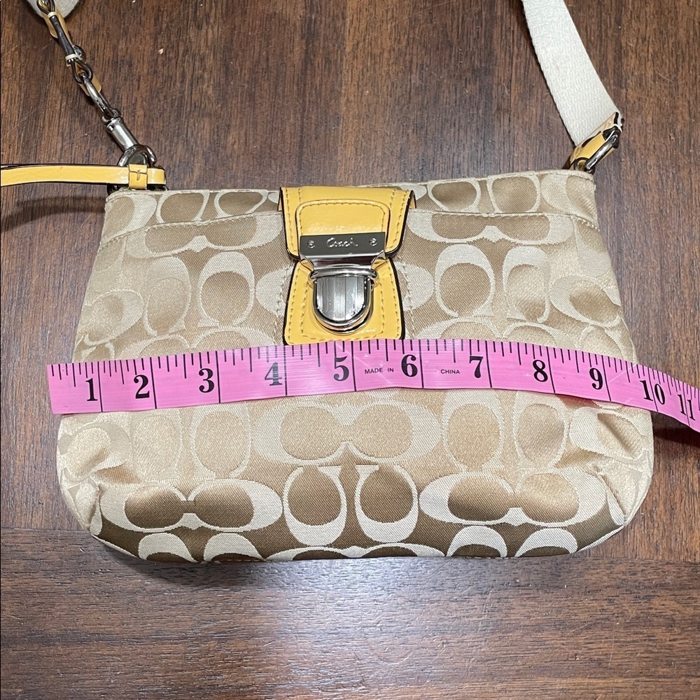 Coach Crossbody Bag in Tan with Yellow Accents - Picture 8 of 12